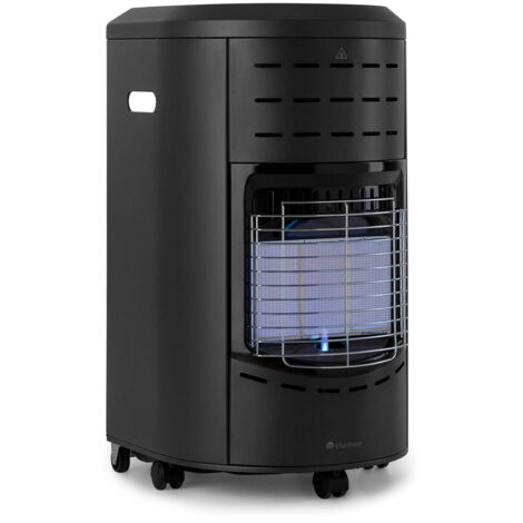 Blumfeldt – Parasol chauffant à gaz 4200W – Autonomie jusqu'à 36h – Système O2Guard – Roulettes pour déplacement facile – Acier peint noir