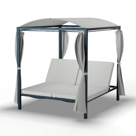 Blumfeldt Eremitage Double XL Bain De Soleil Jardin Extérieur Transat Pour 2, Dossiers Réglables, Rideaux De Protection Solaire, Cadre En Acier Résistant, Confort Coussins, Extérieur & Piscine (1/5)