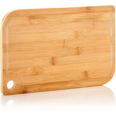 Batvik Planche à découper en bambou de 38 x 1,5 x 27 cm (LxHxP) adaptée aux couteaux rainure à jus (1/5)