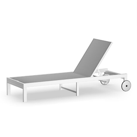 Blumfeldt Lucca Transat Jardin Extérieur - Chaise Longue Inclinable 5 Positions, Cadre Aluminium Léger 8,1 kg, Tissu ComfortMesh Déperlant, 120 kg Capacité, Jardin & Terrasse, Gris (1/5)