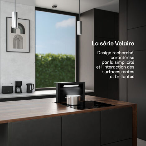 Klarstein Velaire Hotte Aspirante 60 cm - A++ Éco, 853 m³/h, Silencieuse, Commande Tactile, Filtre Charbon & Aluminium, LED, Hotte Cuisine Encastrable Plan de Travail