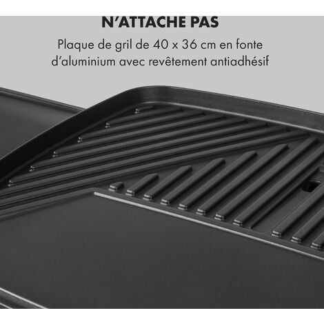 Klarstein  Gatsby Grill Barbecue électrique 2000W revêtement antiadhésif - beige & noir