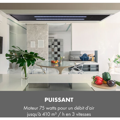 High Line Hotte de plafond 77cm 410m3/h 3 niveaux classe C Noire
