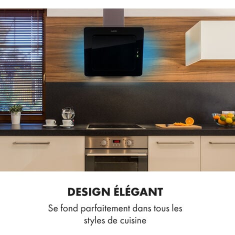 Klarstein Hotte Aspirante 60cm, Hottes de Cuisine Inclinées, Filtre de Hotte en Aluminium, Débit d'Air Puissant 595m³/h, LED, Ecran Tactile, Extracteur d'Air Silencieux, Hotte Efficace avec Evacuation