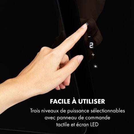 Klarstein Hotte Aspirante 60cm, Hottes de Cuisine Inclinées, Filtre de Hotte en Aluminium, Débit d'Air Puissant 595m³/h, LED, Ecran Tactile, Extracteur d'Air Silencieux, Hotte Efficace avec Evacuation