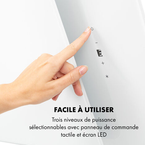 Klarstein Hotte Aspirante 60cm, Hottes de Cuisine Inclinées, Filtre de Hotte en Aluminium, Débit d'Air Puissant 595m³/h, LED, Ecran Tactile, Extracteur d'Air Silencieux, Hotte Efficace avec Evacuation
