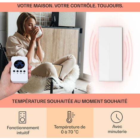 Klarstein Radiateur infrarouge Smart IP24 Chauffage électrique Salle de  Bain WiFi & App Radiateur électrique 770W Blanc