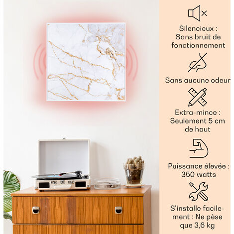 Klarstein Chauffage Infrarouge Mural Intelligent 350W – APP WiFi, Extra Plat, Économe, Pour Salle De Bain, Sans CO2, Chaleur Naturelle