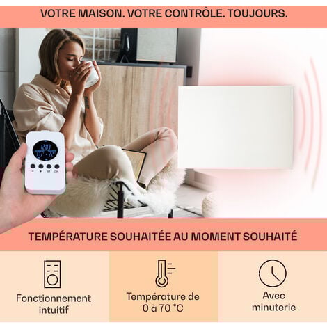 Klarstein Radiateur Infrarouge Mural, Chauffage Infrarouge 580W, Panneau Chauffant Infrarouge Puissant, Radiateur Electrique Extra Plat, Salle de Bain, Sans CO2, Faible Consommation d'Energie