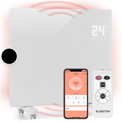 Klarstein Radiateur Electrique Mobile, Chauffage Electrique Mural  Intelligent 1000W à Faible Consommation d'Energie pour Maison