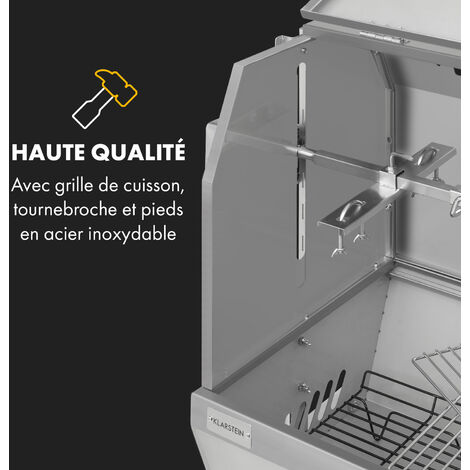 OneConcept Tourne Broche Electrique 2 en 1, Mechoui, Rotisserie et Gril de Barbecue, Broche Cochon de Lait, Tourne Broche Barbecue avec Vitre, Rotissoire, Housse de Pluie, Bbq Grill Barbecue sur Roues