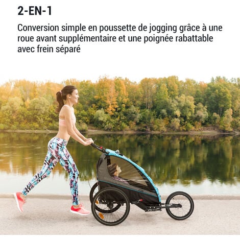 SAMAX Remorque Vélo convertible Jogger 2en1 Enfant - en Jaune/Noir