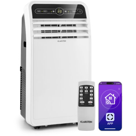 Klarstein – Climatiseur mobile silencieux 7000 BTU – 4 en 1 avec mode nuit, déshumidificateur et ventilateur – Pour pièces de 21 à 34 m²