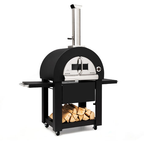 Klarstein – Four à pizza Diavolo Napoletana – Poêle à bois en acier inoxydable – Grande surface de cuisson – Isolation thermique efficace