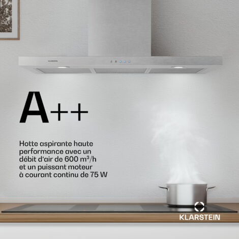 Hotte Aspirante Décorative Klarstein SleekAir 90 Cm - Débit 718 M³/h, Classe A++, LED Réglable - Anthracite