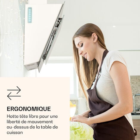 Klarstein Hotte Aspirante 60 cm, Hotte Aspirante Inclinée Silencieuse, Hotte de Cuisine 60cm avec Lampes LED, Débit d'Air Puissant 563m³/h, Efficacité Energétique A, Hotte avec Évacuation, Wi-Fi
