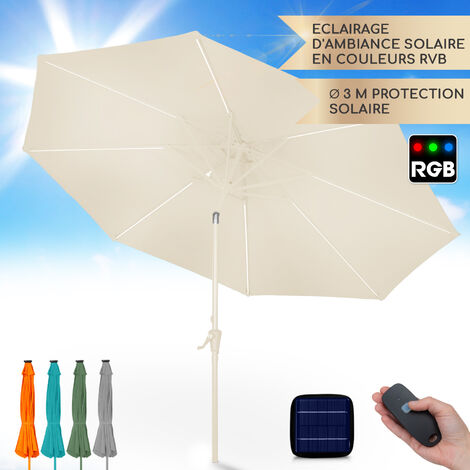 Parasol Blumfeldt calais led cadre aluminium toile polyester uv 50 - beige (1/5)