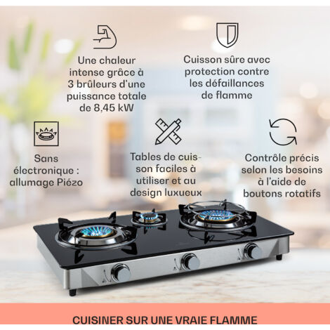 Cuisinière à Gaz 4 Feux Autonome Avec Support Et Chariot - Pour Camping, Jardin, 49x49x79 Cm (blanc) - 3