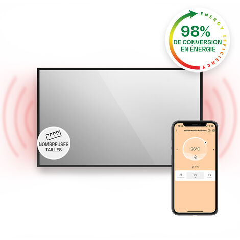 Klarstein Smart Chauffage Infrarouge, 750W Radiateur Electrique, Contrôle via APP Mobile WiFi, Détection de Fenêtre Ouverte, IP24, Chauffage Mural Salle de Bain, Thermostat, Econome, Sans CO2