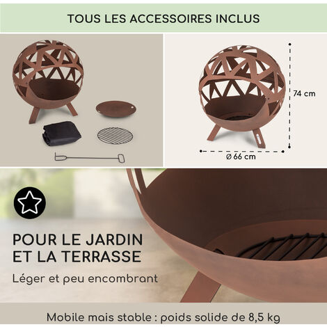 Brasero Portable 55cm Avec Sac De Voyage - Feu De Camp Pour Jardin, Terrasse, Camping & Barbecue