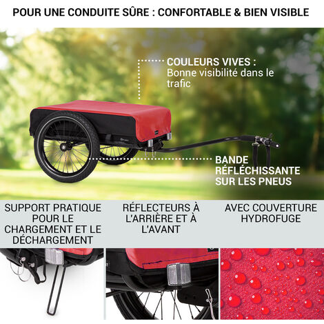 Klarfit Remorque Velo Cargo, Charette Velo à Roues, Remorque