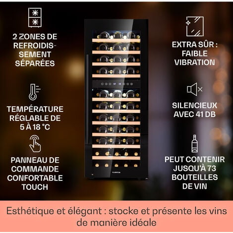 Kalamera Cave à vin, 12 bouteilles Cave à vin vieillissement, Écran  tactile, Étagère en bois amovibles, Porte vitrée avec cadre en acier  inoxydable