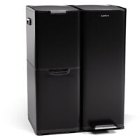 Klarstein Poubelle de cuisine 60 L grande poubelle avec 3 compartiments et couvercle grande poubelle à pédale pour la salle de bain poubelle à pédale 3 compartiments poubelle en acier inoxydable 60 li