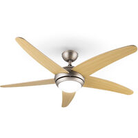 Klarstein – Ventilateur de plafond 2-en-1 134 cm – Lampe 55 W – Pales érable – Télécommande – Moteur silencieux pour espaces intérieurs