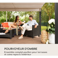 Blumfeldt Pergolas pavillon terrasse jardin avec auvent 3x4 m 4 parois latérales Beige 