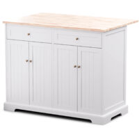 Blumfeldt – Îlot central de cuisine extensible 106,5 x 49,5 x 89 cm – 2 tiroirs et 4 portes – Chariot mobile avec roulettes – Design moderne