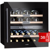 Klarstein – Cave à vin encastrable 36 bouteilles – Double zone 5-22°C – Porte en verre UV – Éclairage LED – Moteur silencieux 41 dB