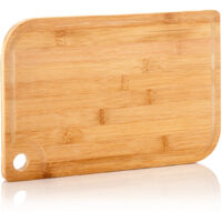 Batvik Planche à découper en bambou de 38 x 1,5 x 27 cm (LxHxP) adaptée aux couteaux rainure à jus
