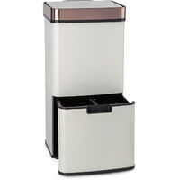 Klarstein – Poubelle à capteur 72 L en inox – Système de tri 4 bacs – Ouverture automatique infrarouge – Silencieuse et facile à nettoyer