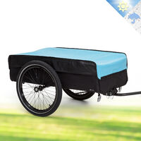Remorque vélo cargo 50L – Charge max 40kg – Dimensions 67x53x185cm – Revêtement étanche pour transport sécurisé – Compatible vélo et diable – Klarfit