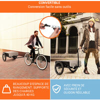 Remorque Vélo Cargo Klarfit - Chariot 2 Roues Étanche Pour Transport Bagages, Camping | Capacité 40kg