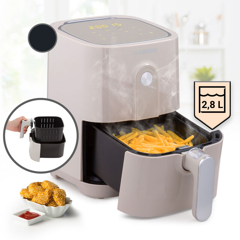 Klarstein Crisp-Pro friggitrice ad aria calda Air Fryer 1400W, 2,8 litri, 8  programmi, timer, acciaio inox