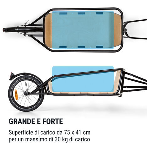 Klarfit Rimorchio Bici, Carrello Bici con 2 Ruote, Carrello