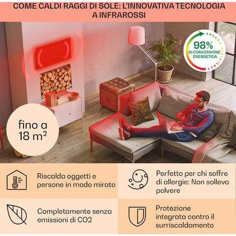 Klarstein Air Art Smart Stufa Elettrica Basso Consumo, Termoconvettore  Elettrico da Parete 700W con Controllo IoT/WiFi App, Termosifone Elettrico  a Muro, Pannello Radiante Infrarossi, Senza CO2 : : Casa e cucina