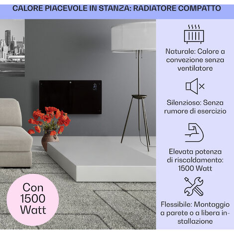 Klarstein Stufa Elettrica Basso Consumo, Stufa Elettrica 2000W,  Termoconvettore Smart con Rotelle, T 