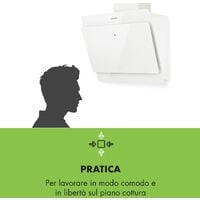Klarstein Klarstein Aurica 60 - Cappa aspirante, 60 cm, 600 m³/h, LED, Touch, vetro, bianco