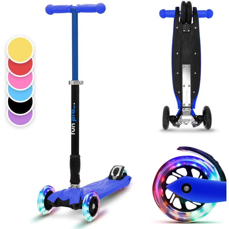 fun pro TWO Patinete para niños A partir de 5 años Ruedas led Hasta 80 kg Plegable Altura regulable