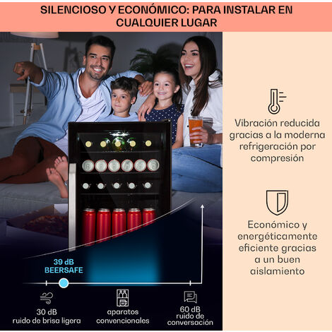 KLARSTEIN Nevera Pequeña Silenciosa, Mini Neveras para Habitación, Bajo  Consumo, Puerta de Cristal, Frigoríficos Pequeños Temperatura 12 to 18 °C