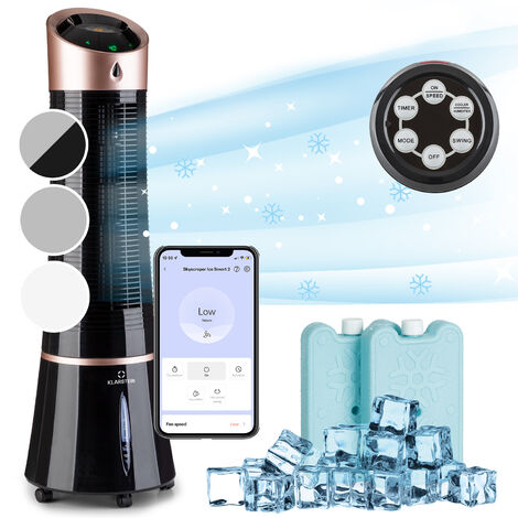 Klarstein Skyscraper Ice Smart 4 en 1 Climatizador evaporativo y ventilador wifi 210m³/h Mando a distancia