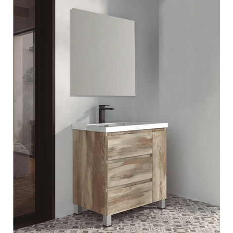 Mueble para Baño Pack Nordik Completo (Incluye Lavabo y Espejo) 