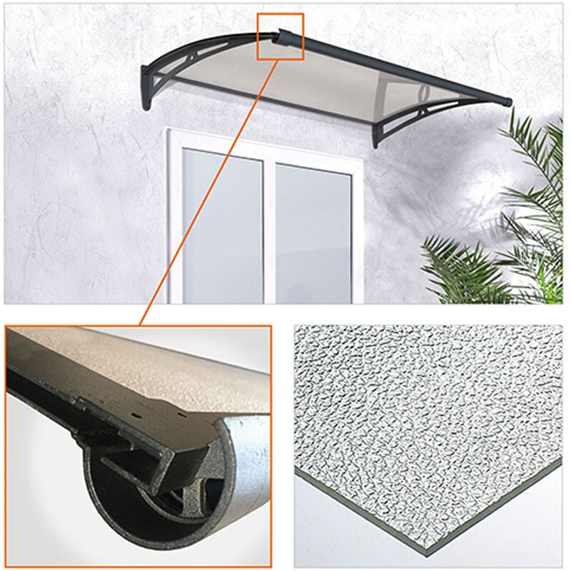 Pensilina Tettoia Trasparente Goffrato in Alluminio Premium - Formato: 150 x 100 cm
