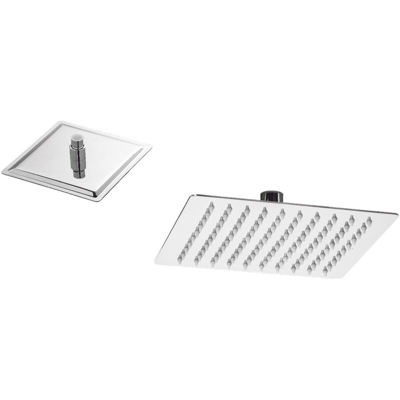 Soffione doccia dalla forma quadrata 25x25 cm in acciaio inox