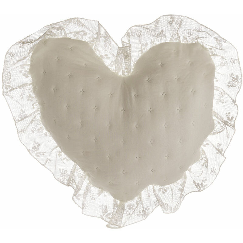 Cuscino Decorativo a Forma di Cuore con Gala in Pizzo Shabby Chic