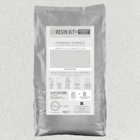 Kit Resina Cemento Fleur in Polvere per Pavimenti Pareti Piastrelle - Colore: Grey White - Formato: 8 Kg