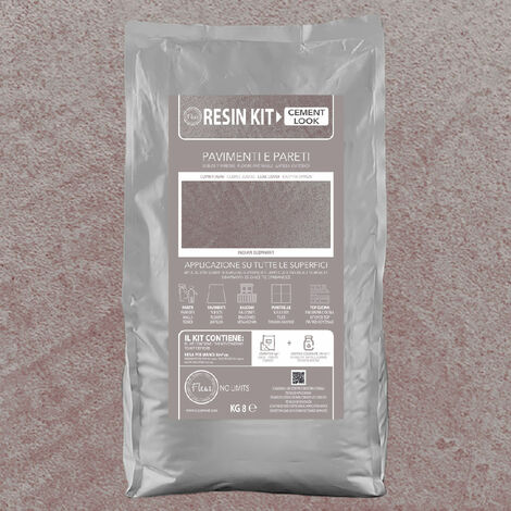 Kit Resina Cemento Fleur in Polvere per Pavimenti Pareti Piastrelle - Colore: Indian Elephant - Formato: 8 Kg
