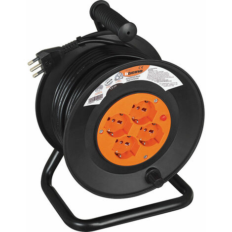 Avvolgicavo Professionale 40m – 4 Prese Schuko IP44 – H07RN-F 3G2.5 – 3200W – Telaio In Acciaio